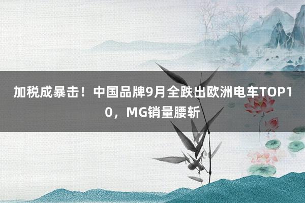 加税成暴击！中国品牌9月全跌出欧洲电车TOP10，MG销量腰斩