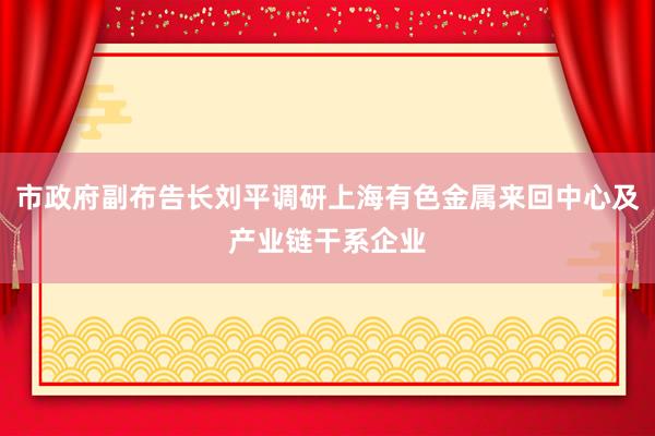 市政府副布告长刘平调研上海有色金属来回中心及产业链干系企业